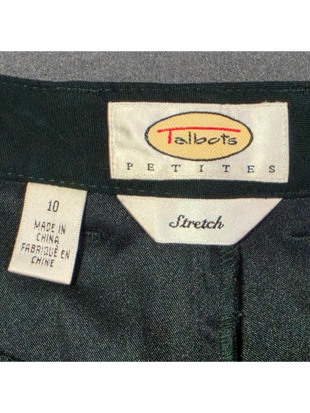 Talbots Petites Stretch Dark Green Velvet Pants Size 10 Women's Soft High Rise - Picture 4 of 9